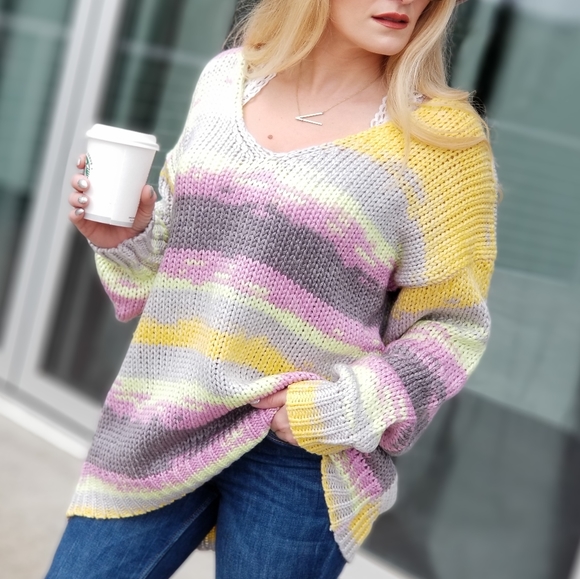 Staycation Oversized Multi Color Sweater - Picture 2 of 5